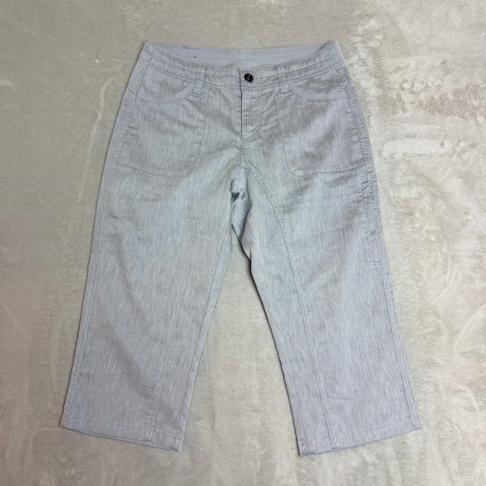 Kuhl Cabo Capri Pants Women 6 Gray Linen Blend Hiking Outdoor Utility Cropped EC